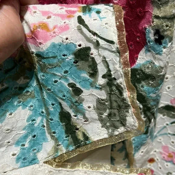 J. Jill Limited Edition Womens L Romantic, Floral Eyelet Statement Open Jacket - Picture 5 of 10